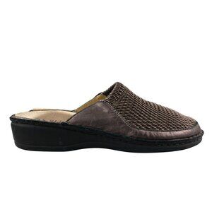 La Plume Women's Size 40 (9.5-10) Flex Brown Bronze Weave Leather Slip On Mules